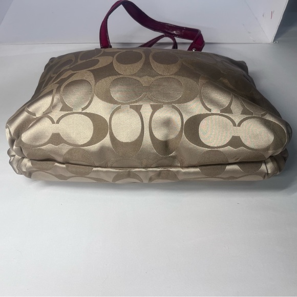 Y2K Authentic Coach Daisy Signature Tote Bag Brown Red Trim #H1257 -F20026 - Picture 5 of 15